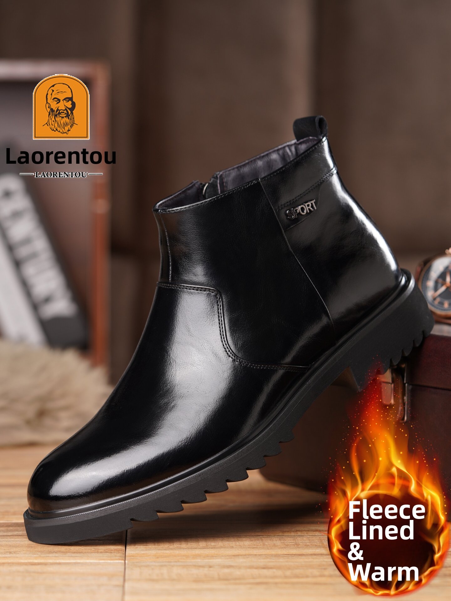 LAORENTOU | Winter Warm Leather Chelsea Boots - Jenama LAORENTOU Harga 224 Ringgit*Penghantaran Percuma
