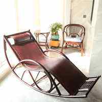 QIUZHISE | Natural Rattan Reclining Rocking Chair for Napping