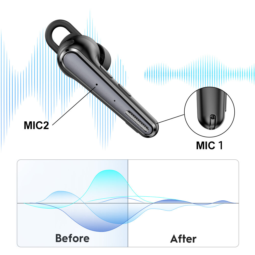 Oreillette bluetooth new bee m52 avec double micro et étui charge_voghion.com