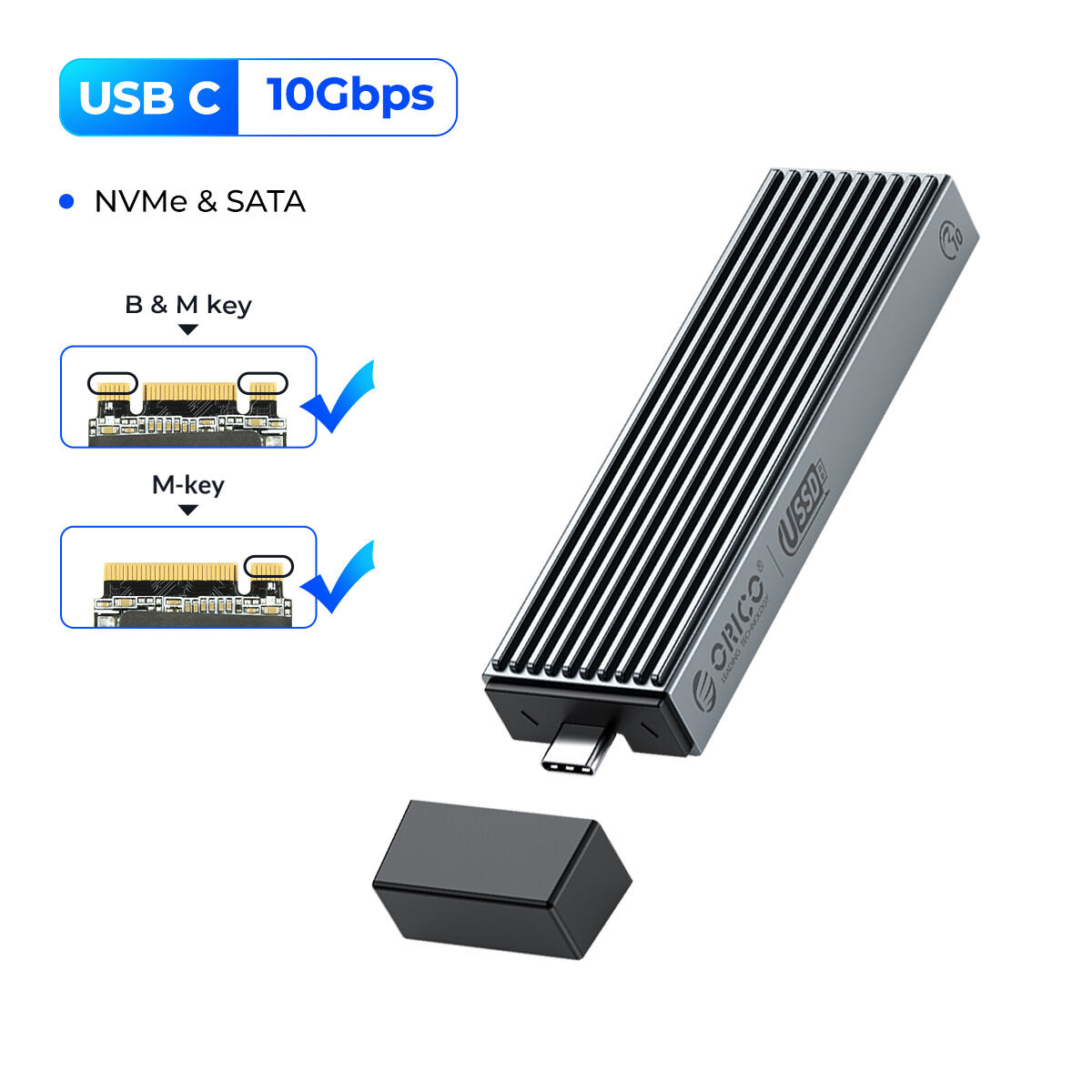 ORICO M.2 NVMe SSD Bao Vây Không Dây Công Cụ Miễn Phí USB C Bên Ngoài NVMe SSD Bao Vây 10Gbps M.2 NV