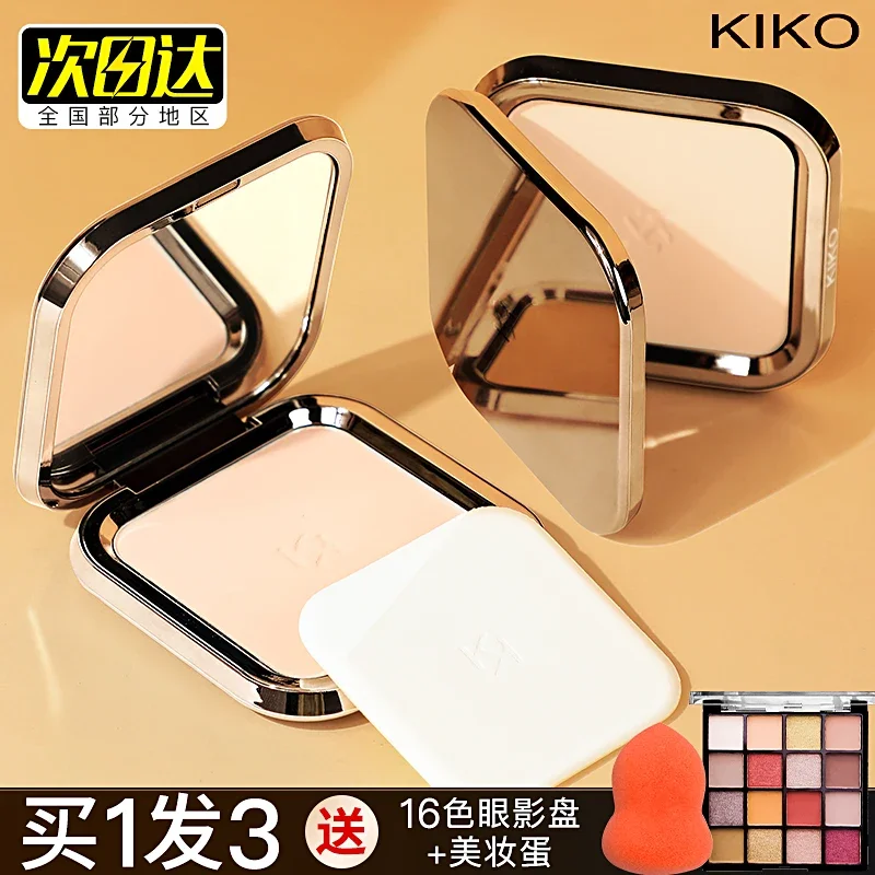 KIKO Powder Cake Oil-control Sun-resistant Wet and Dry Dual-Use Powder Puff Official Flagship Store Long-lasting Makeup Concealer Finishing Powder Honey