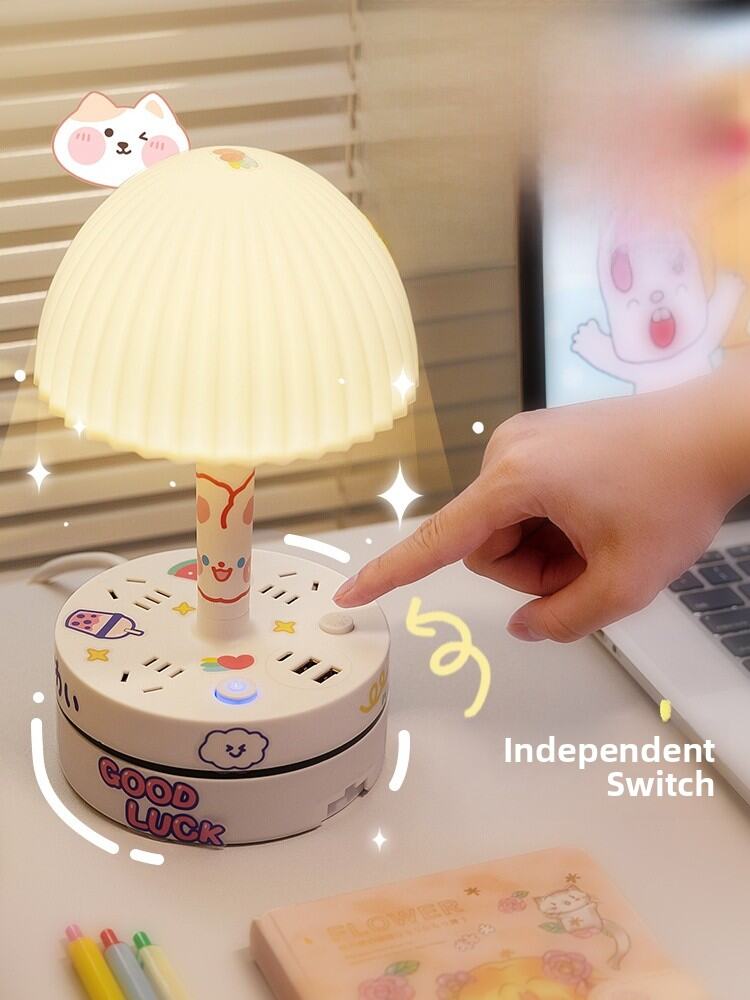 Multi-Functional Night Light with USB And Cord Storage Home Use Bedside Lamp Socket Combination Portable Extension Board. 