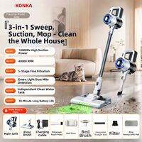 [China Plug Adapter Needed]KONKA | Wireless Handheld Quiet Strong Suction Pet Hair Vacuum Suction and mopping in one Vacuum Cleaner For Home