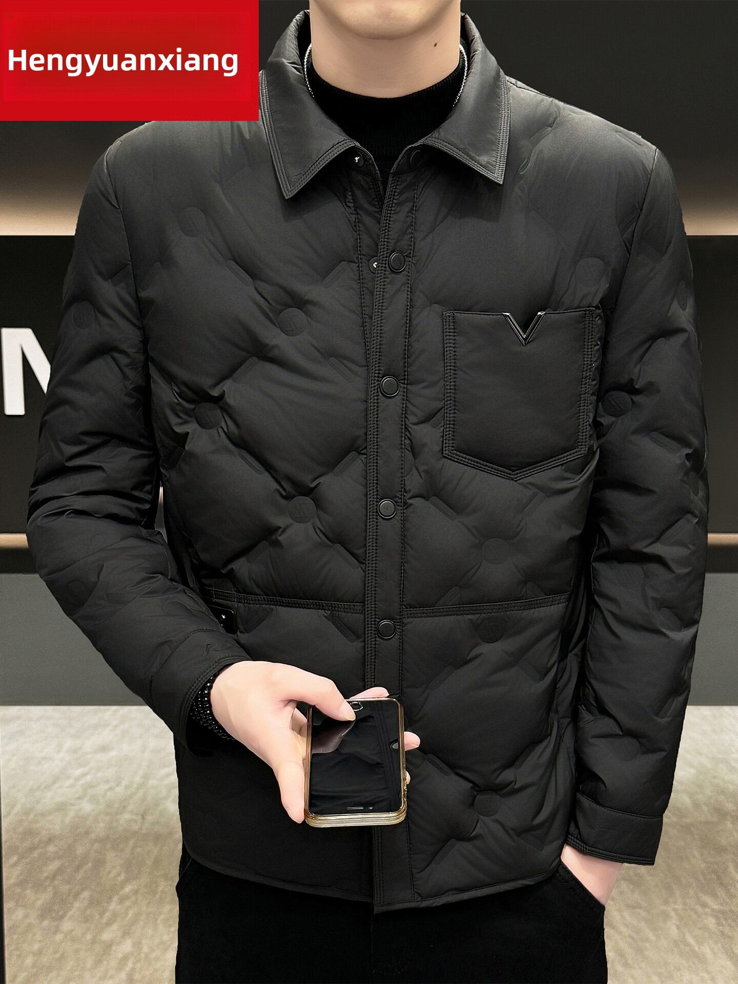 HENGYUANXIANG | Men's Winter Fashionable Lightweight Down Jacket with Shirt Collar - Jenama HENGYUANXIANG Harga 265 Ringgit*Penghantaran Percuma