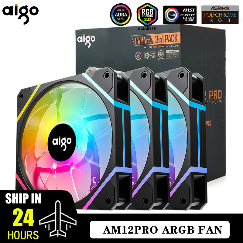 Aigo AM12PRO RGB FAN Ventoinha 120mm Pc Computer Case Fan PWM 12cm White CPU Water Cooler Silent ARGB Fans Cooling Ventilador - Jenama Aigo Harga 14 Ringgit*Penghantaran Percuma