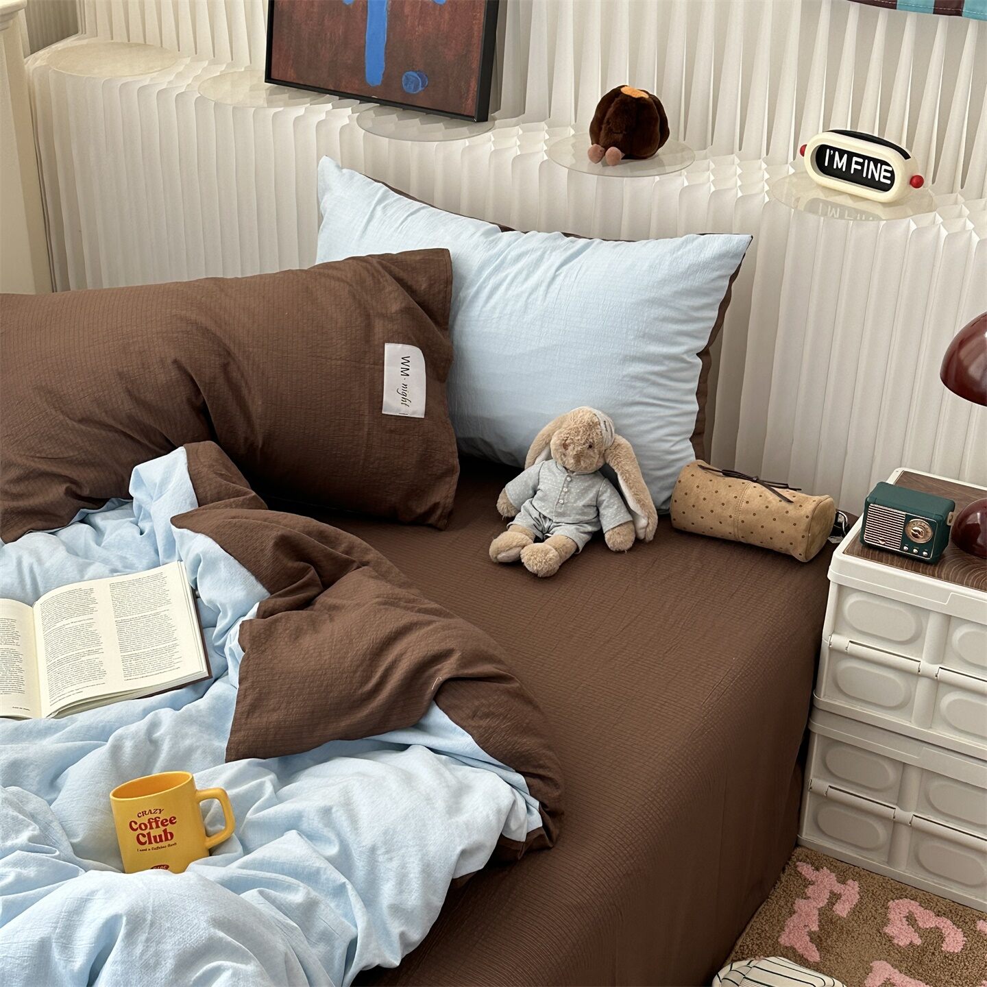 Soft Washed Cotton Bedding Set Student Dormitory Three-piece Set Bedding Cover 1.8 Pure Color Simple Design Comfortable to Touch Harga  147 Ringgit*Penghantaran Percuma