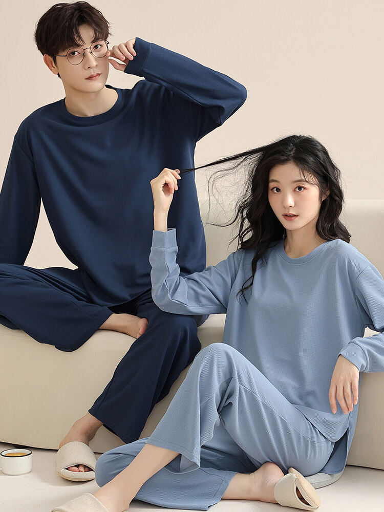 Couple Pajamas Spring and Autumn Pure Cotton Long Sleeves Male and Female Large Size Pullover Sweet Simple Homewear Suit 2024 New Arrival