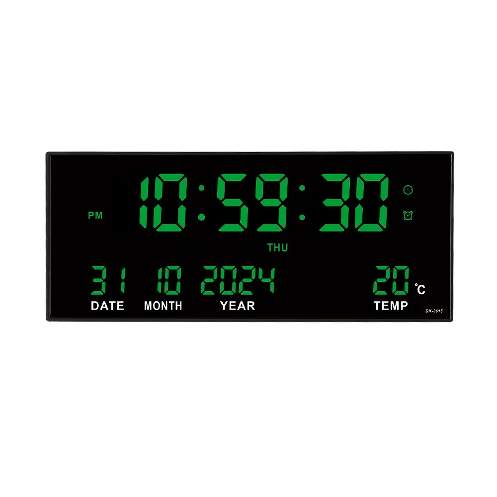 Digital Large Wall Clock Alarm Temperature Date Calendar Display 8 Sets of Alarm Clocks 14 Electronic LED Clock Plug in Use