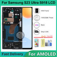 sinmaytai | AMOLED For Samsung S23 Ultra 5G LCD Display Touch Screen Digitizer for Samsung S23 Ultra S918 S918B S918U LCD With Frame