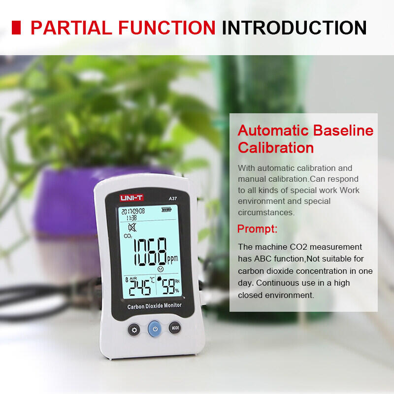 UNI-T A37 CO2 Air Analyzer Quality Meter Carbon Dioxide Detector Temperature Humidity Monitor Infrared NDIR Time Display