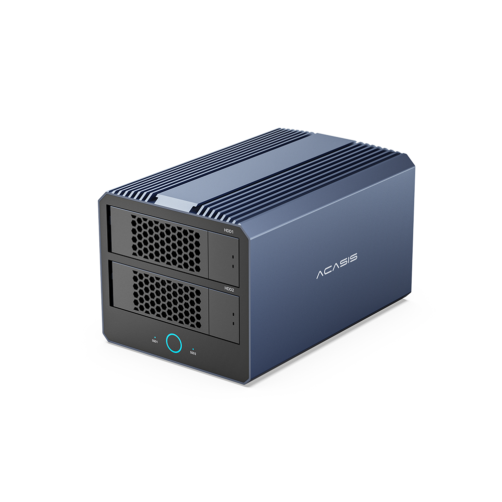 Acasis 40Gbps 4 Bay Hybrid Enclosure for HDD & NVMe SSD, Supports 2 HDD + 2 SSD, USB4 Thunderbolt 3/4/5, Storage Capacity up to 76TB, 8K Display Support, DisplayPort Output, Smart Cooling Fan, RAID 0/1/JBOD/PM ราคา 10,498 บาท*ส่งฟรี