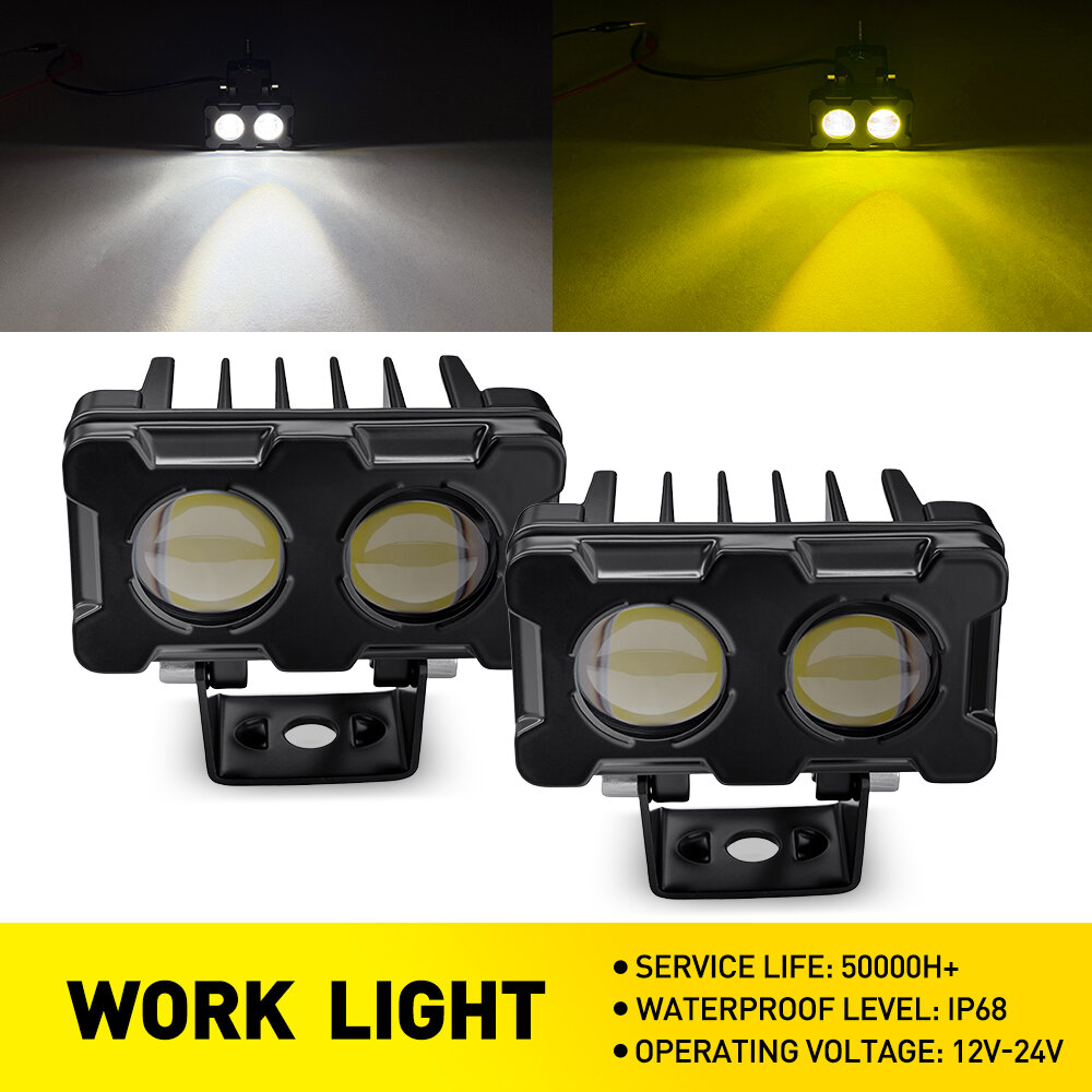 Auxito 2 chiếc đèn Máng đèn LED điểm màu trắng và vàng hổ phách cho xe máy ATV xe tải SUV 12-24V