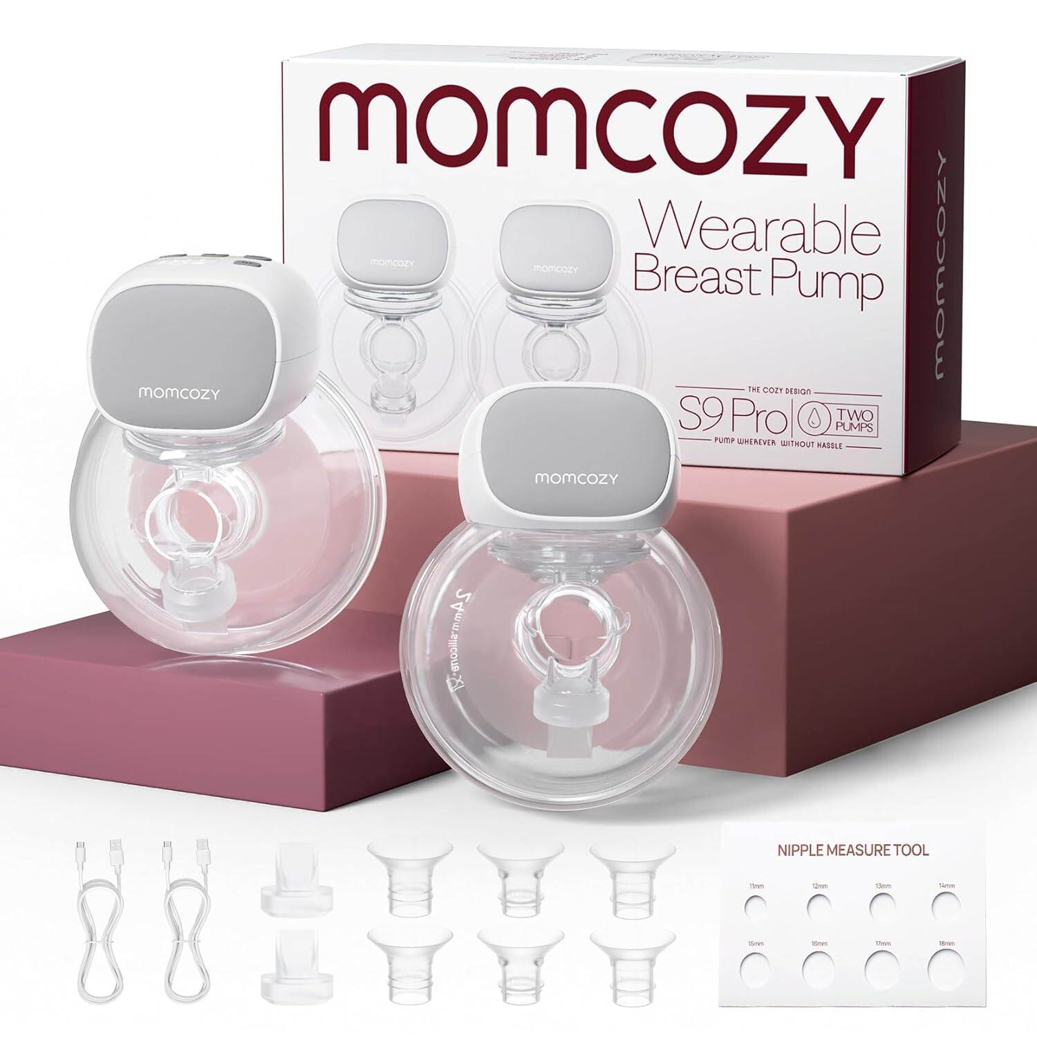 Momcozy S9 Pro Updated Breast Pump Electric Portable Hands-Free Breast Pump with Longest Battery Life and LED Display Electric Breast Pump with 2 Modes & 9 Levels - 24 mm