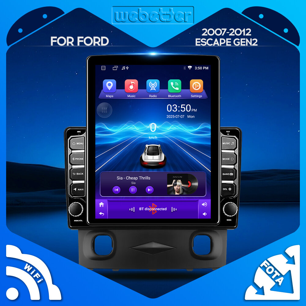 WeBetter TopNavi Android 4Core IPS 9.7inch Vertical Screen Car Radio Audio Video Stereo Player For Ford Escape Gen2 2007-2012 Mazda Tribute With BT WiFi SWC MirrorLink Rear View GPS Navigation ราคา 4,340 บาท*ส่งฟรี