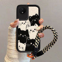 casing hp Vivo Y02 Y02t Y02A terbaru 2025 Kucing hitam putih Kartun Avatar