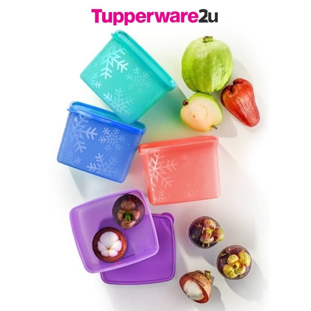 Tupperware Snowflake Square Round 400ml/ Snowflake Medium Square Round 800ml/Snowflake Double Square Round 1.3L/ Bekas Simpanan/ Container kedap udara. 