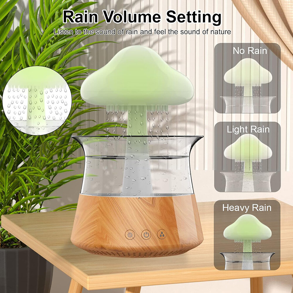 Mây mưa tạo độ ẩm-Essential trị liệu bằng tinh dầu với ánh sáng đám mây hình nấm đầy màu sắc, yên tĩnh, 300ml, cho phòng ngủ & văn phòng