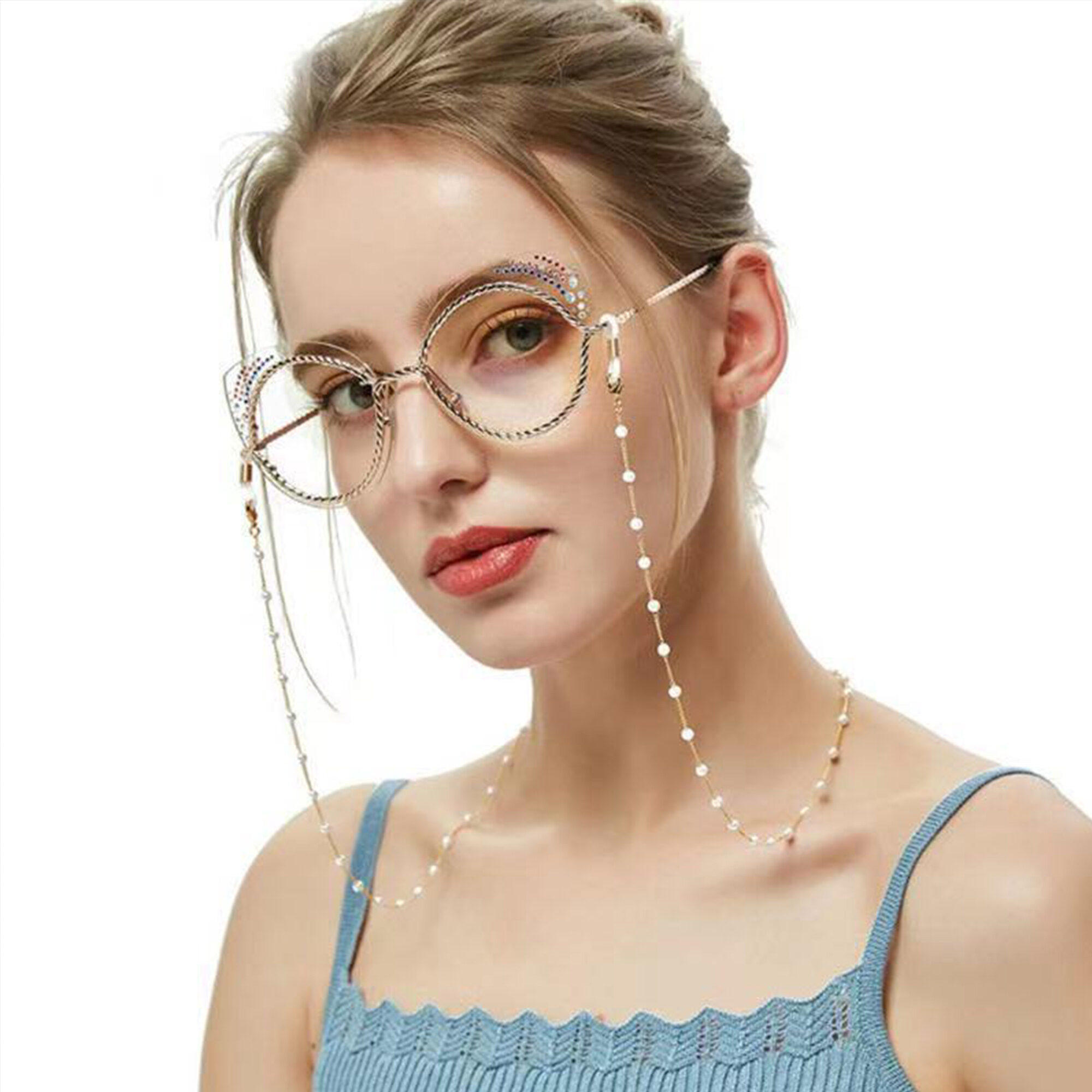 Cyxus glasses chain pearl metal chain temperament mask chain imitation pearl anti-lost neck sunglasses chain 7801Z43 ราคา 184 บาท*ส่งฟรี