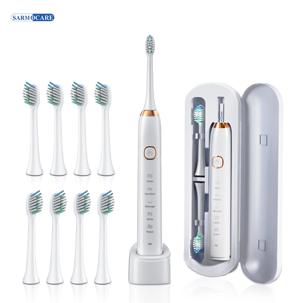 Smart Sonic Electric Toothbrush Ultrasound IPX7 Rechargeable Tooth ...