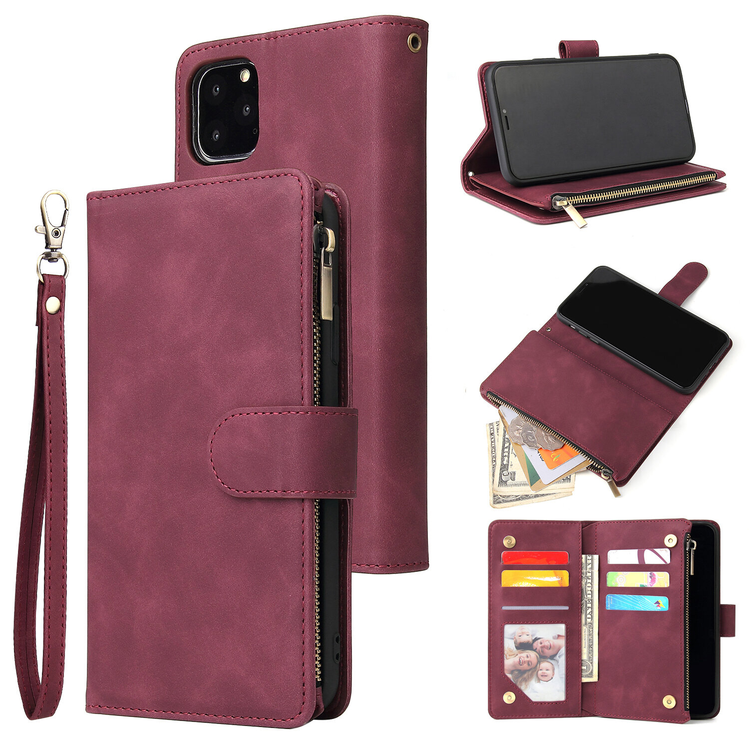 Leather Wallet Phone Case For Iphone With Magnetic Flip And Slots_voghion.com