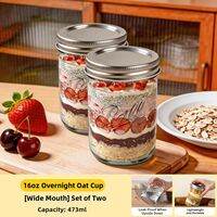 KuaKe | Portable Glass Overnight Oat Cup With Lid
