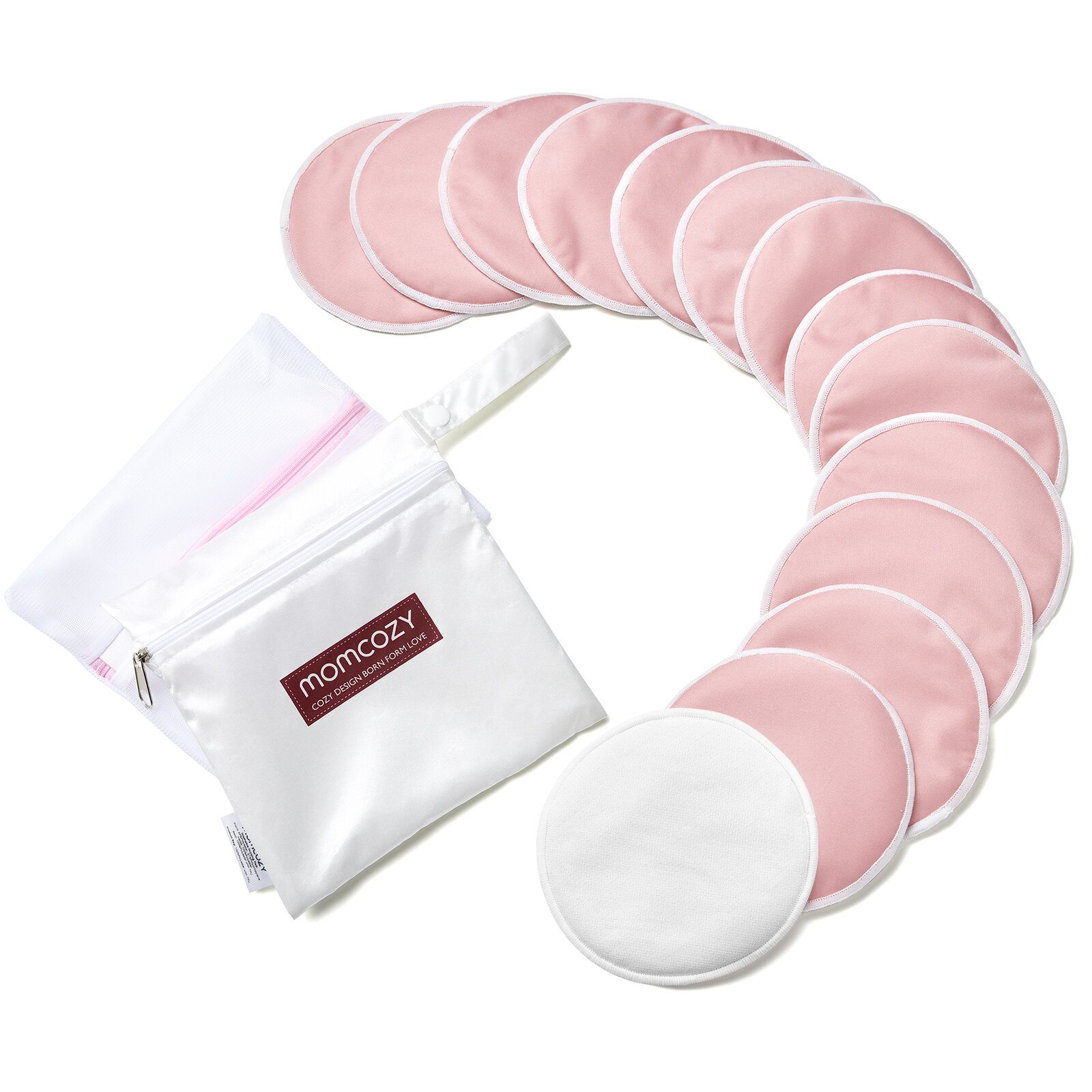 Cho con bú tái sử dụng momcozy sử dụng sáng tạo vải thấm ẩm một chiều & miếng đệm vú giặt 4/3 lớp siêu thấm và dung tích lớn 6 gói/14 gói + túi riêng ướt và khô + túi giặt