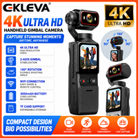 EKLEVA WIFI 4K HD กระเป๋าแบบพกพาอุปกรณ์บันทึกวิดีโอกล้องพร้อมกิมบอลเครื่องกันสั่นแบบมือถือตัวกล้องสำหรับกีฬากลางแจ้ง
