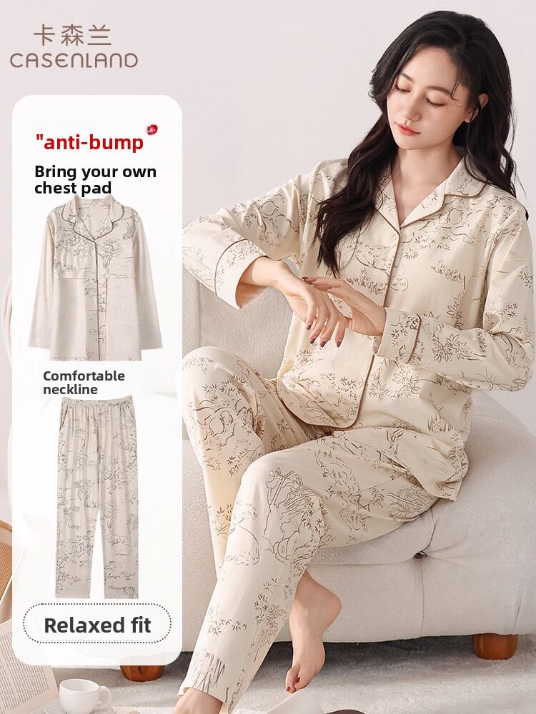 CASENLAND | Padded One-Piece Sleepwear for Women Long Sleeve Anti-Peak Cotton Sleepwear Harga 108 Ringgit*Penghantaran Percuma