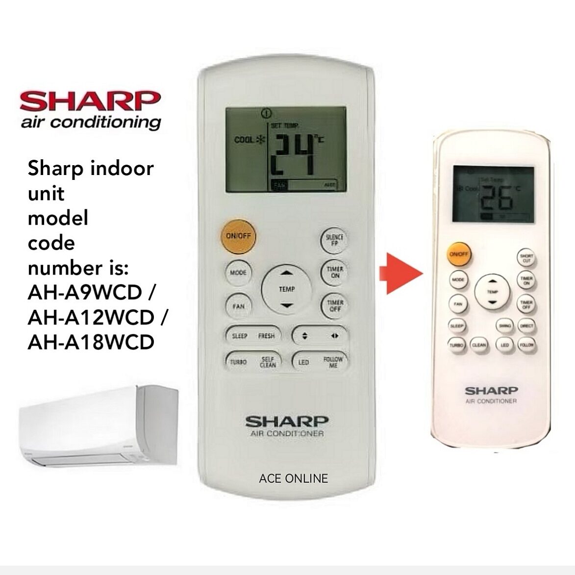 Replacement For Sharp Portable Air Conditioner Remote Control CRMC A705jbez For Cv P09lx Cv P10lc Cv P10mc Cv P10nc Cvp10nc D Cvp10nc R Cv P10pc Cvp10pc D Cvp10pc R Cv P10rc Display In Fahrenheit