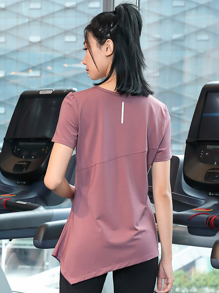 Plus Size Ladies Plus Size 100.00kg Loose Yoga Summer Outdoor Top Women's Gym Sports Running Quick-Drying Thigh-Length T-shirt