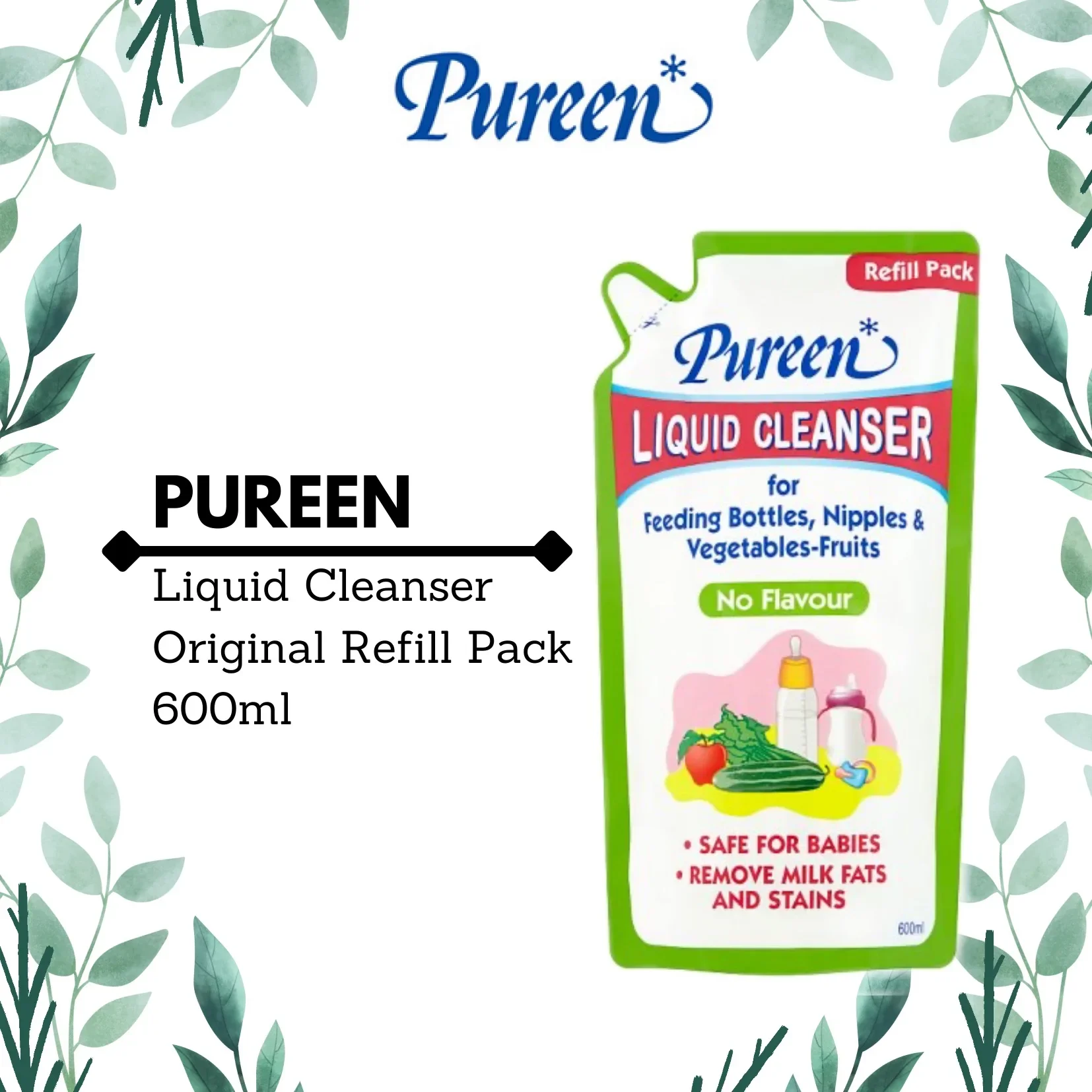 Pureen Liquid Cleanser Original Refill Pack 600ml