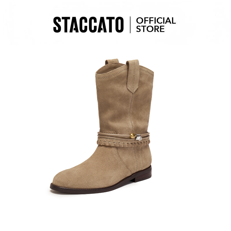 Staccato Women's Western Boots Cowboy Boots Chunky Heel Mid-Length Boots EIL04 ราคา 7,120 บาท*ส่งฟรี