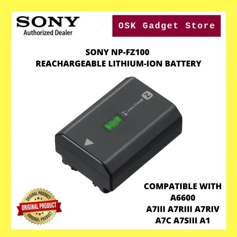 Sony Original NP-FZ100 / FZ100 Rechargeable Battery For Sony A6600 A7M3 A7RM3 A7M4 A7RM4 A9M2 A1 ( Sony Malaysia Warranty )