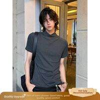 ZHUOCAN | Grey High Collar Stylish T-shirt