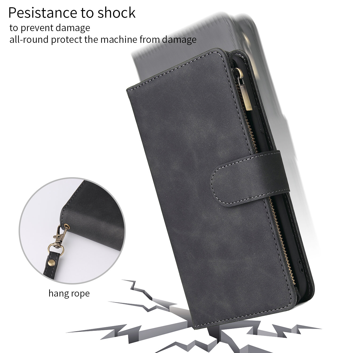 Leather Wallet Phone Case For Iphone With Magnetic Flip And Slots_voghion.com