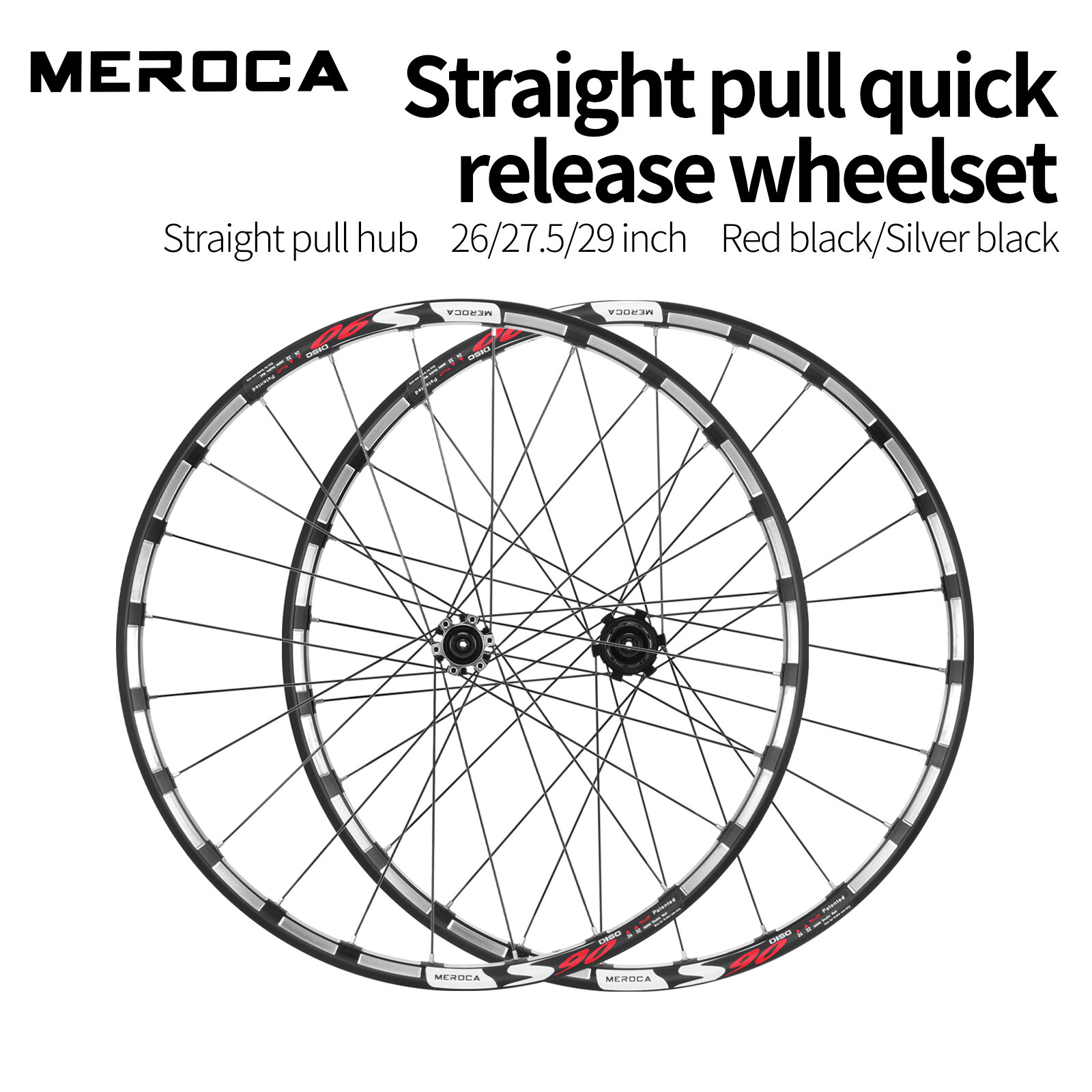 MEROCA S90 Bike Straight-Pull Quick-Release Wheelset - Available in 26", 27.5" & 29" Sizes, Double-Wall Aluminum Mountain Bike Rims, 2 Front Bearings & 4 Rear Bearings（S90） ราคา 16,087 บาท*ส่งฟรี
