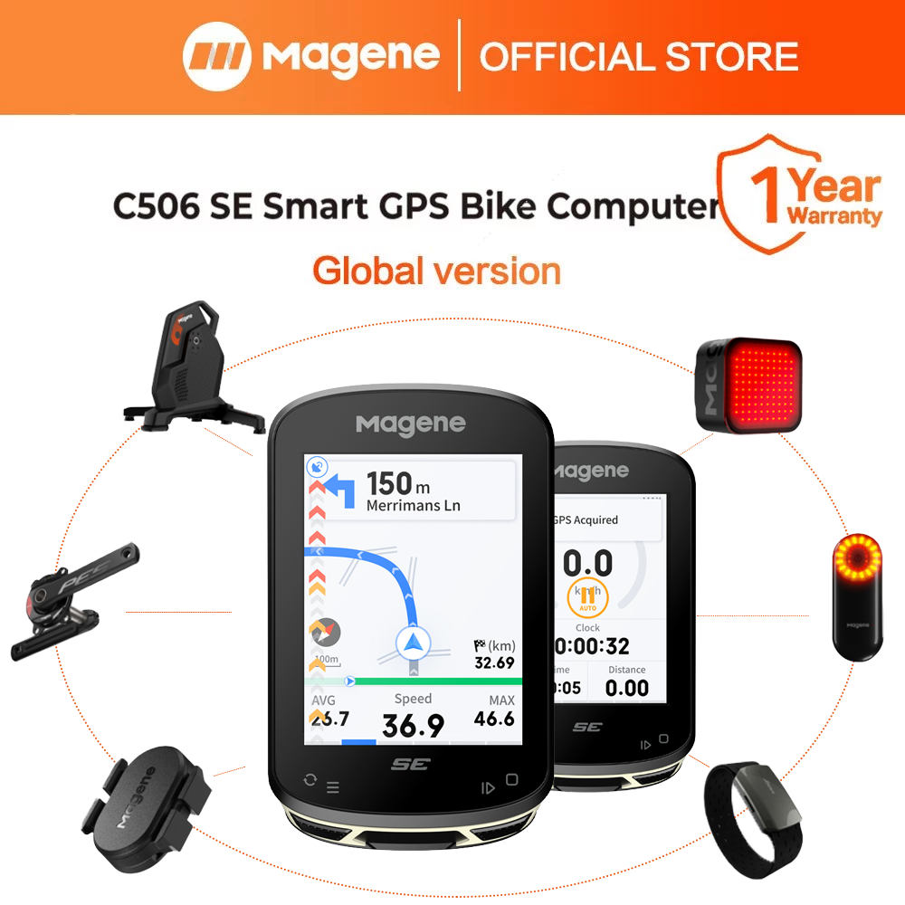Magene C506SE Smart GPS Bike Computer Speedometer 2.4inch Color GPX File Import WiFi/Bluetooth Data Transfer Customizable Data Display