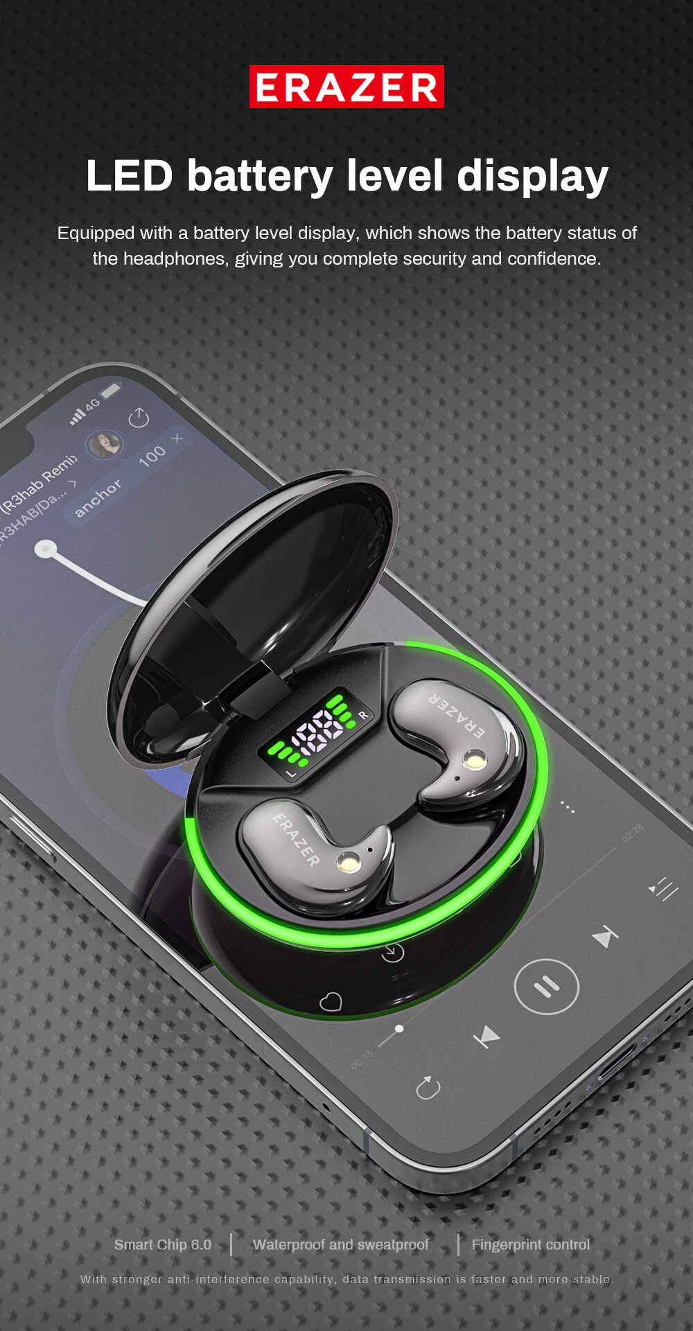 Lenovo Erazer Xf58 Wireless Bluetooth Sleeping Earbuds With Led_voghion.com