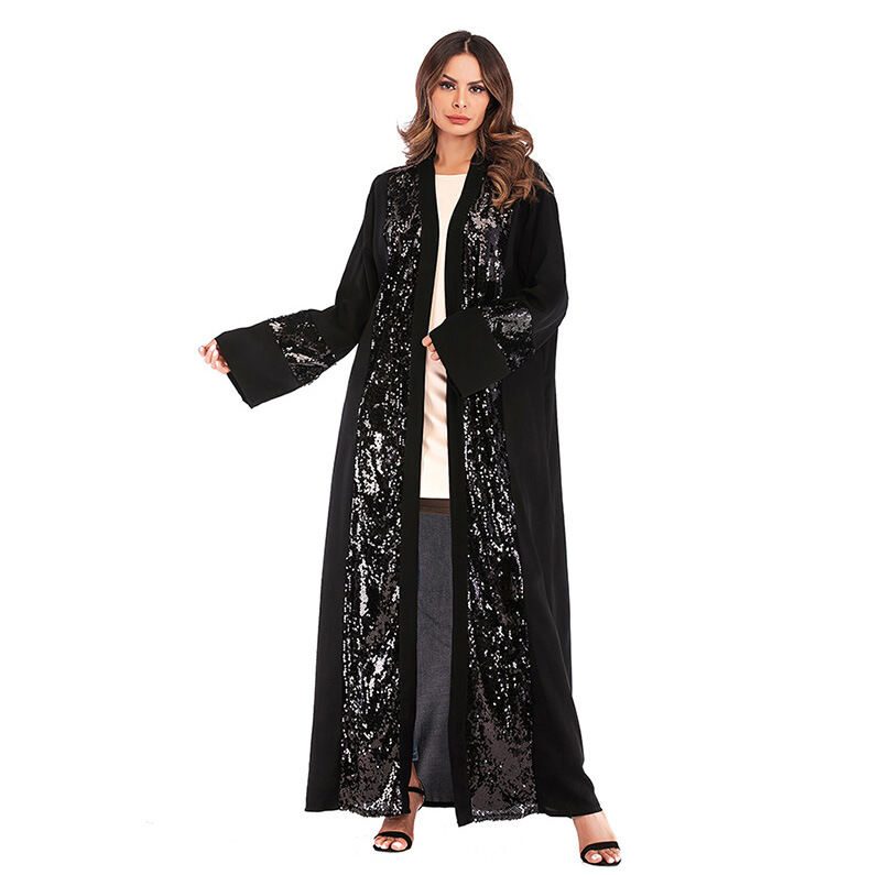 Black Kaftan Open Abaya Dubai Robe Longue Kimono Femme Musulmane ...