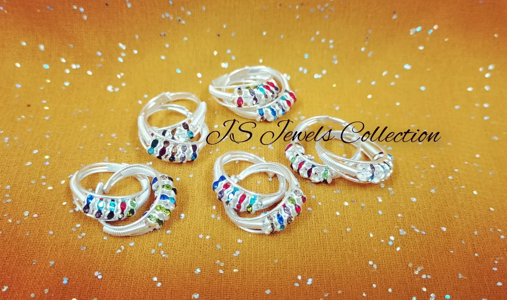 Silver Tone Fancy Toe Ring/Metti with 5 Layers Colourful Stones💕