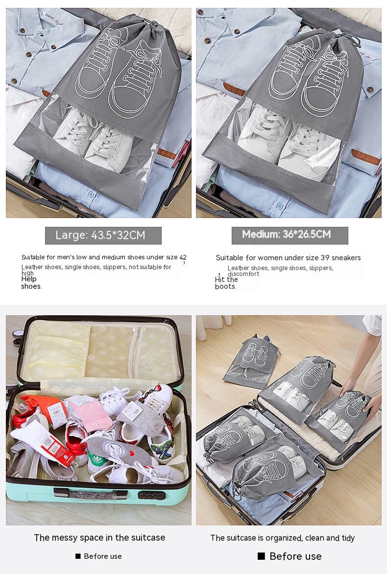 Non-woven Shoe Storage Bags Dustproof Bundle Pockets For Travel_voghion.com
