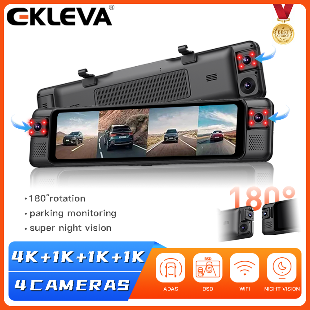 EKLEVA F50 11.26 Inch Mirror Dash Cam 4K+1K+1K+1K Car DVR Video Recorder Support WiFi ADAS BSD LCA Car RearView Mirror Camera Dual Lens Phone Connection Giá 3,780,010 Đồng*Miễn phí vận chuyển
