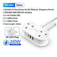 ORICO UK Plug 1.2M Extension Socket Travel Power Strip with 20W/15.5W USB Charging Portable Power Socket Kuasa Outlet（AP3-UK）
