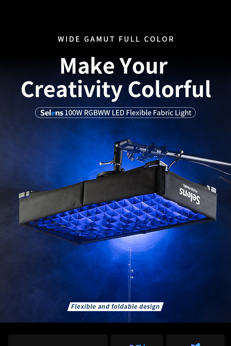 selens 100W RGBWW LED Flexible Fabric Light for Live Broadcast