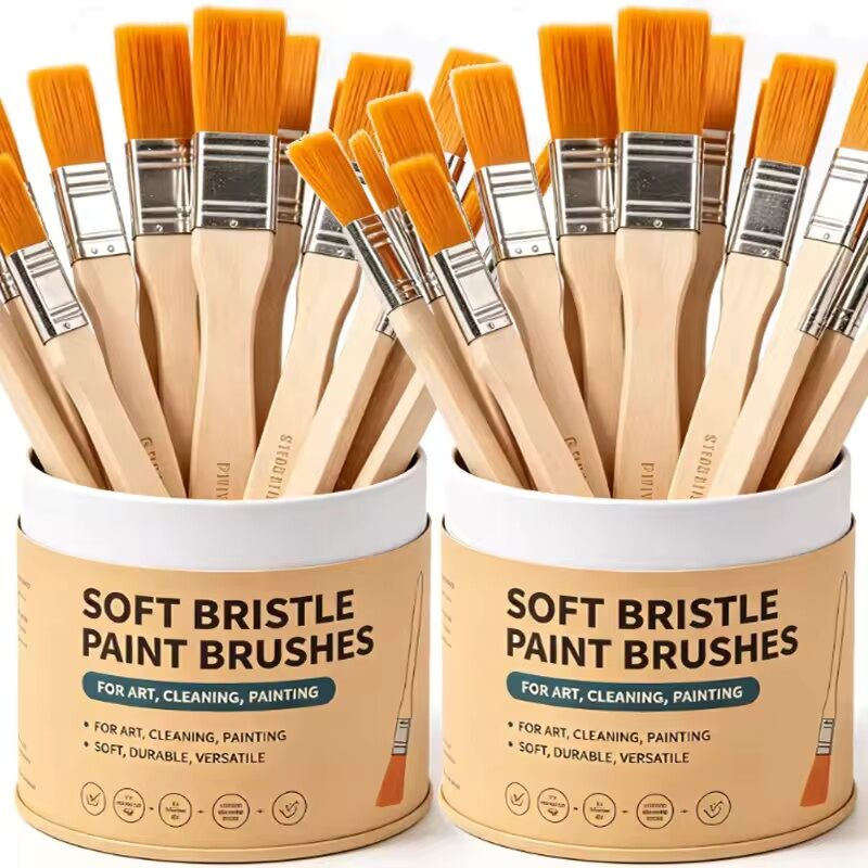 20Pcs Multi-purpose Mini Paint Brushes BBQ Cooking Brushes Wooden Handle Cleaning Brushes for Art Paintings Wall Furniture DIY Craft