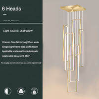 Modern Stair Chandelier Luxury Duplex Villa Rotating Stair Lamps Creative Loft Hanging Lamps Nordic Minimalist Design Drop Lights Dining Restaurant Living Bedroom Simple Atmosphere Rotation