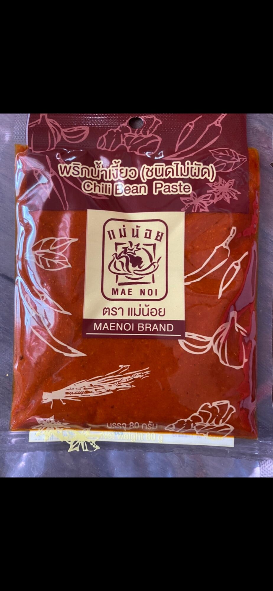 Thai Mae Noi Chili Bean Paste 80g,แม่น้อยพริกน้ำเงี้ยว(ชนิดไม่ผัด)ขนาด
