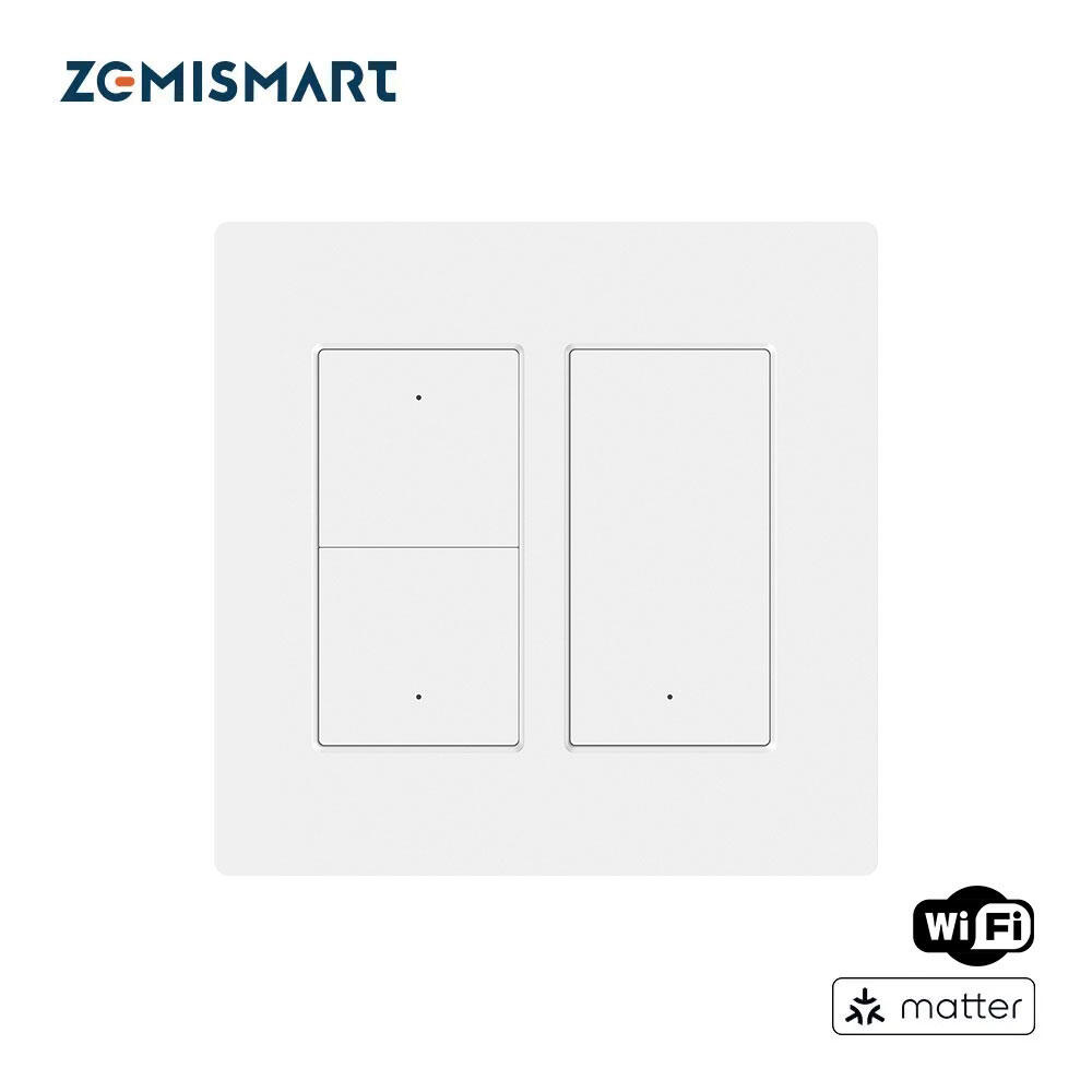 Zemismart Matter WiFi 3-Way Smart Wall Light Switch with Frame Support Homekit Google Home SmartThings Home Assistant Control - Jenama ZEMISMART Harga 88 Ringgit*Penghantaran Percuma