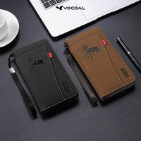 VOCOAL Mens Short Wallet Retro Wallet Soft PU Short Wallet Multi-Functional Wallet Large Capacity Purse Multi-Card Position ID Credit Cards Holders Coin Pouch PU Leather Coin Bag Business Wallets