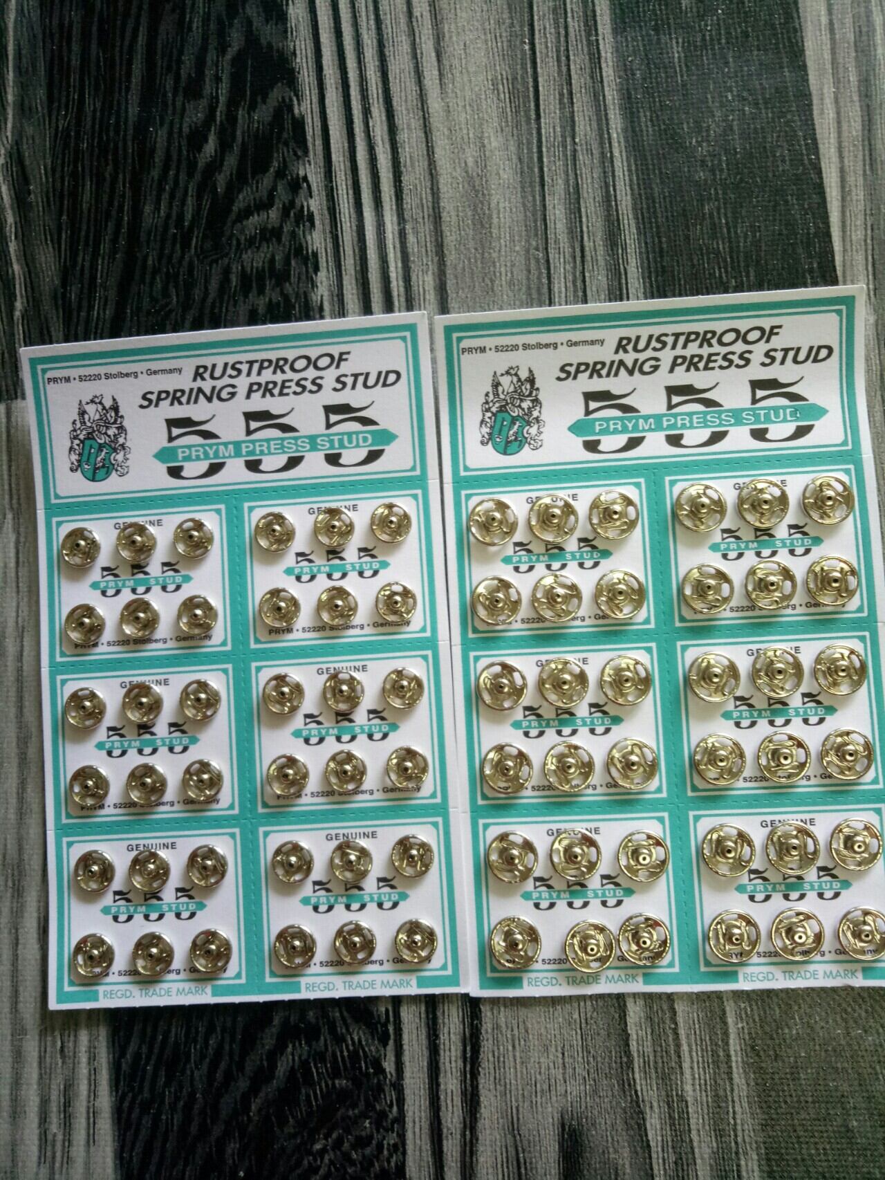 Satu Card 36pcs Butang Ketip Brand PRYM 555 Snap Fastener Press Stud